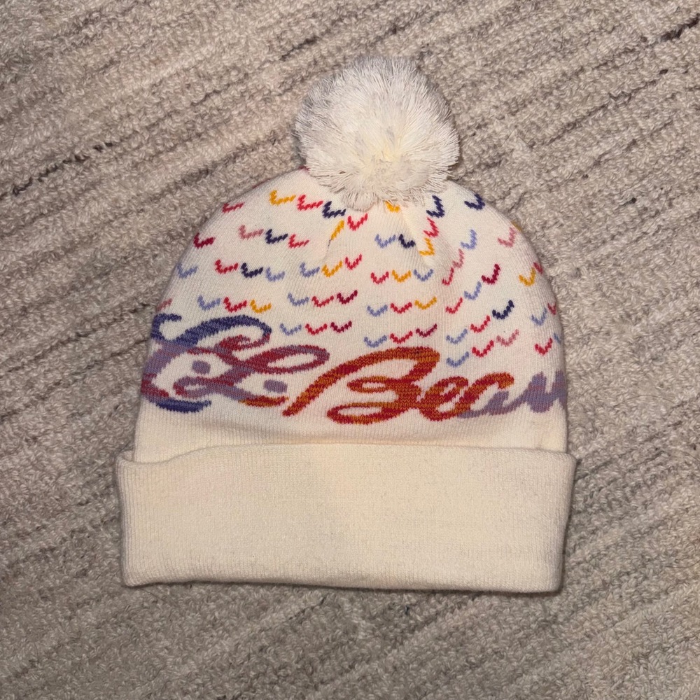 L.L. Bean Mount Katahdin Pattern Pom Pom Beanie Ski Snowboard